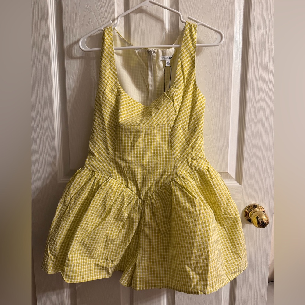 Fashion Nova Yellow Gingham Romper